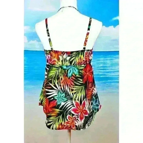 LOVE 2 BE LOVED Womans TROPICAL Print Lightweight Cami top Elastic Back Shirt Lg - Picture 2 of 3